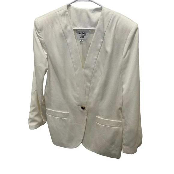 Kasper A.S.L. White vintage Single Breasted Long Sleeve‎ Blazer Jacket Size 12 - Picture 1 of 8